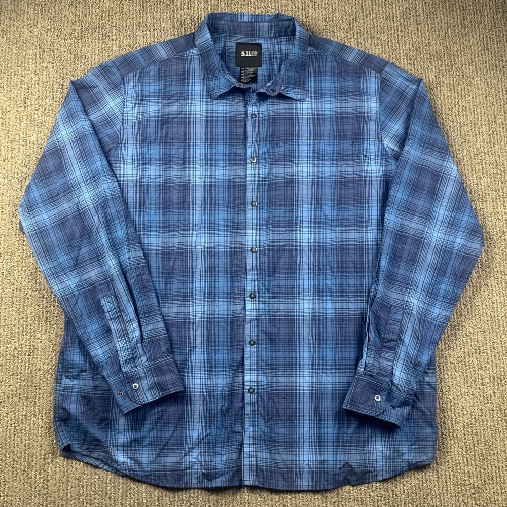 5.11 Tactical Mens XL Igor Plaid Long Sleeve Shirt Snap Blue